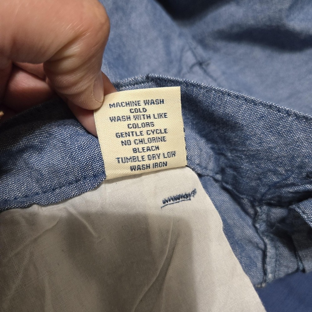Rustic Blue Shorts Mens 38 Blue 100% Cotton Chino Denim Flat Front Summer Casual - Picture 6 of 8